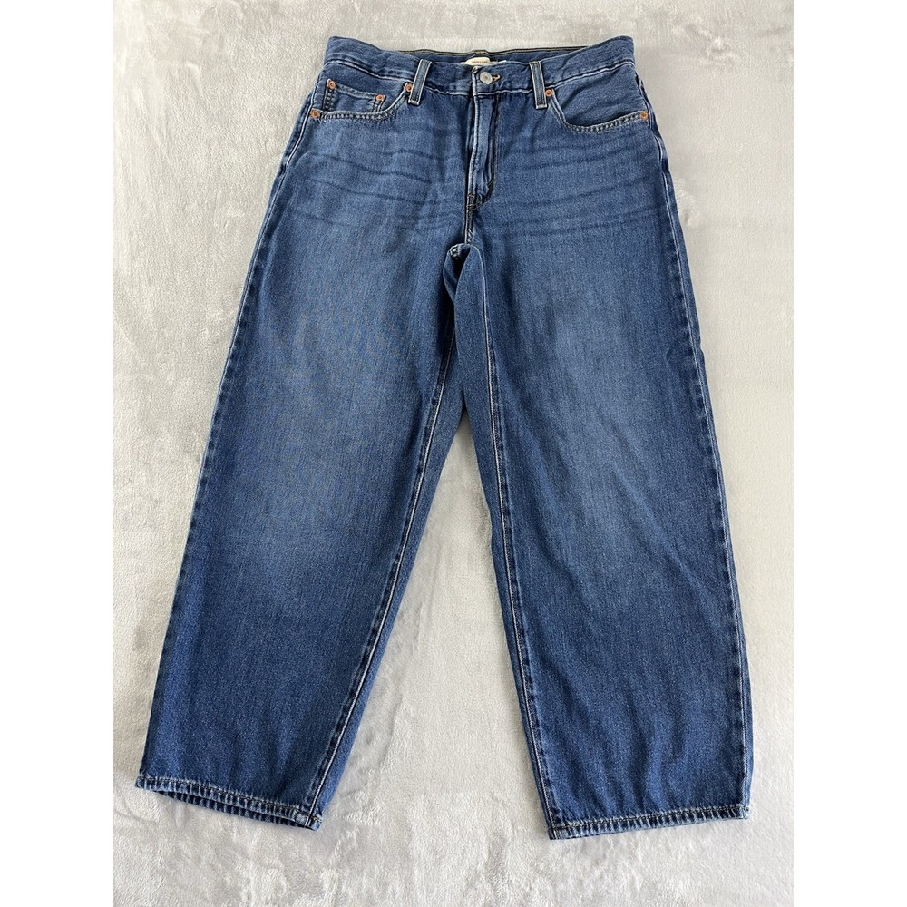 Levis Premium Baggy Dad Jean Women 29 Blue Wash Wide Leg Whisker ''Big E'' Skate